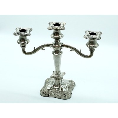 Vintage Silver Plate Candelabra with Vine and Grape Motif