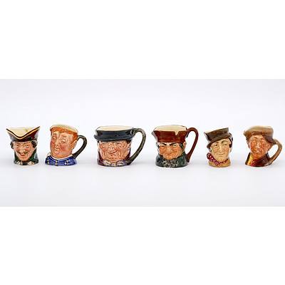 Collection of Six Miniature Royal Doulton Toby Jugs With A Mark