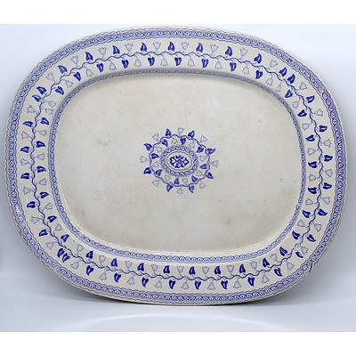 Mid 19 Century Large English Serving Dish Marked Palace Pattern