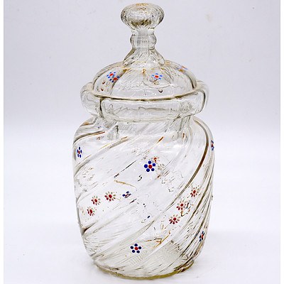 Victorian Enamelled Mould Blown Glass Jar