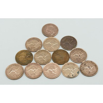 Group of Thirteen Australian Half Pennies