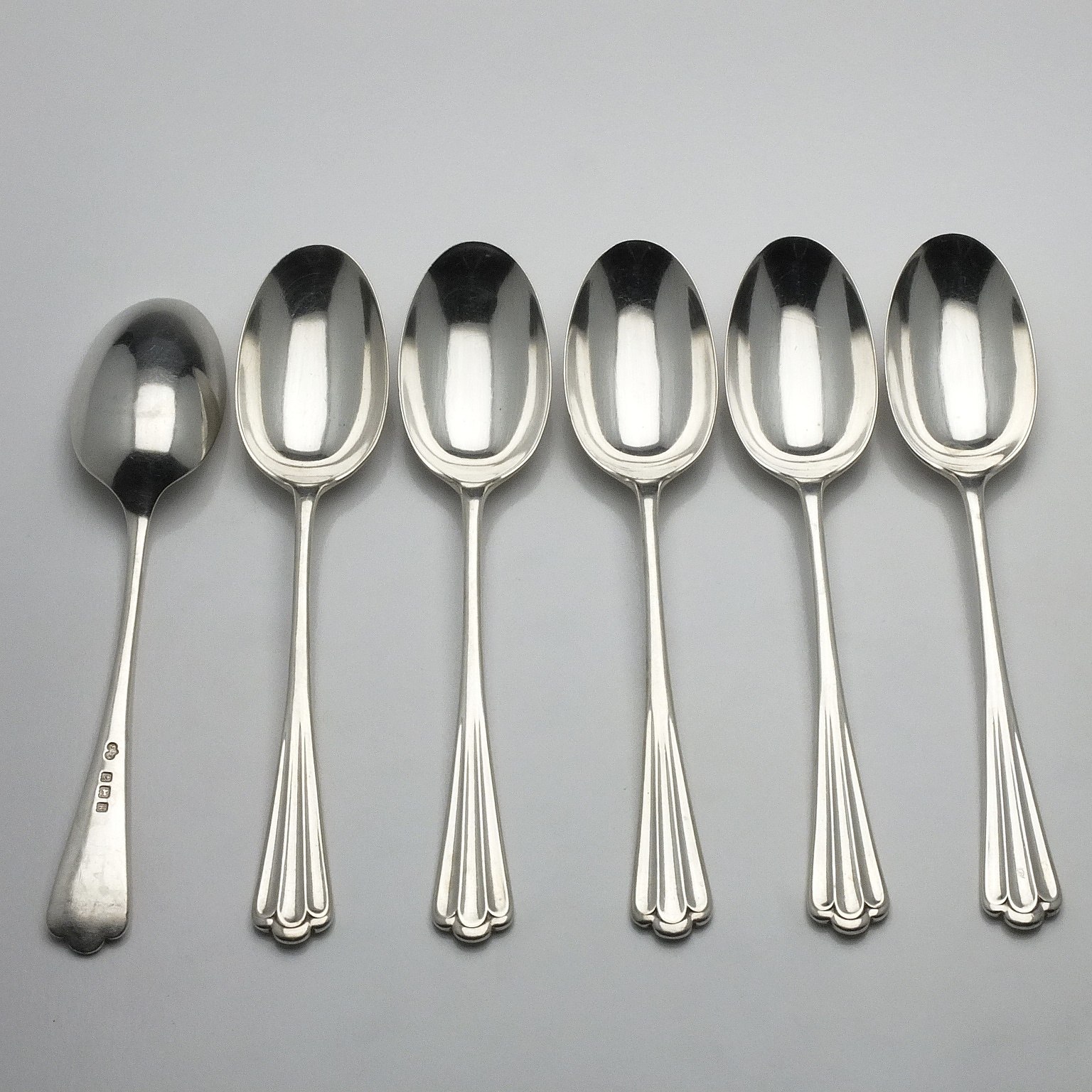 'Six Edwardian Sterling Silver Spoons Elkington & Co Ltd Birmingham 1909'