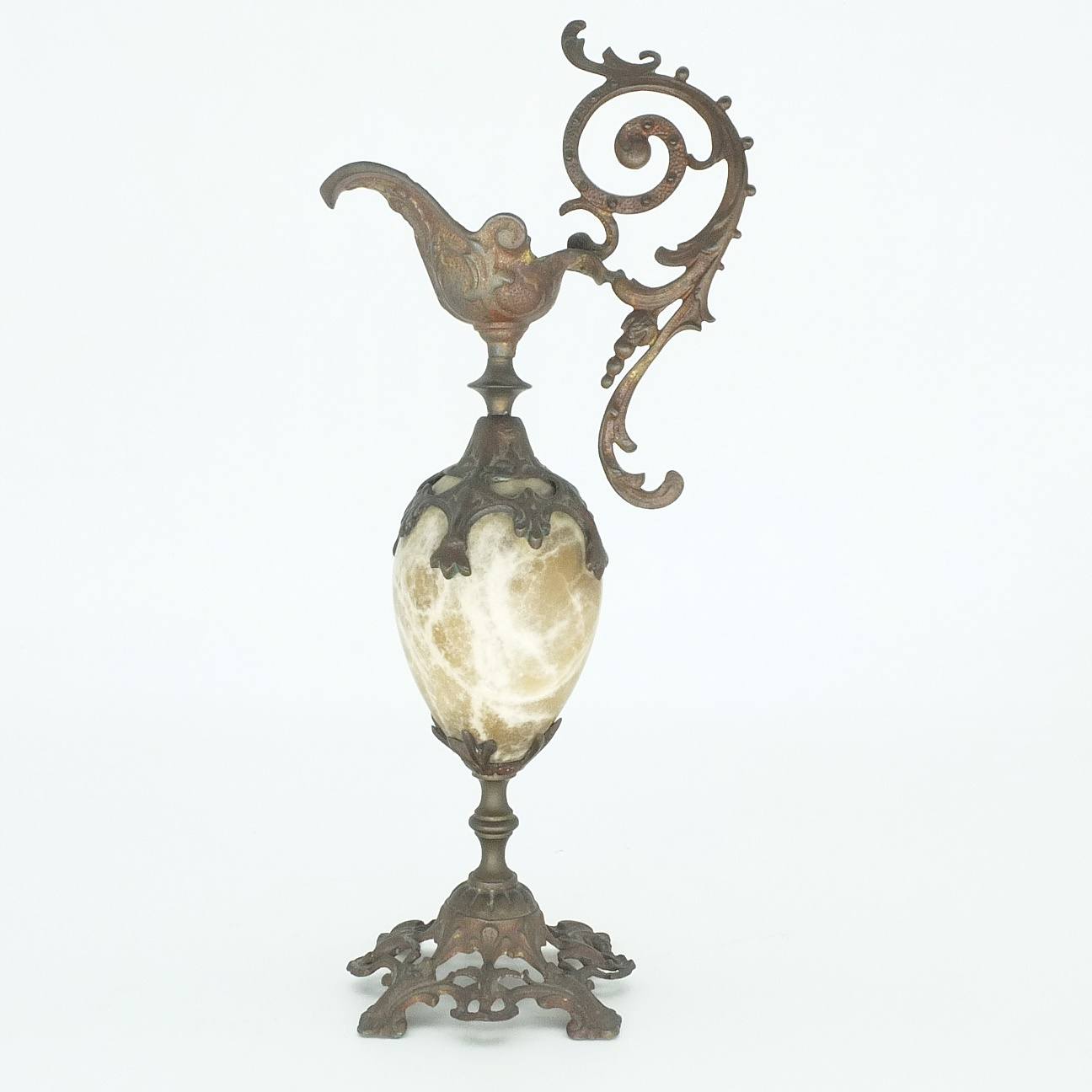 'French Renaissance Style Cast Metal and Marble Ewer'