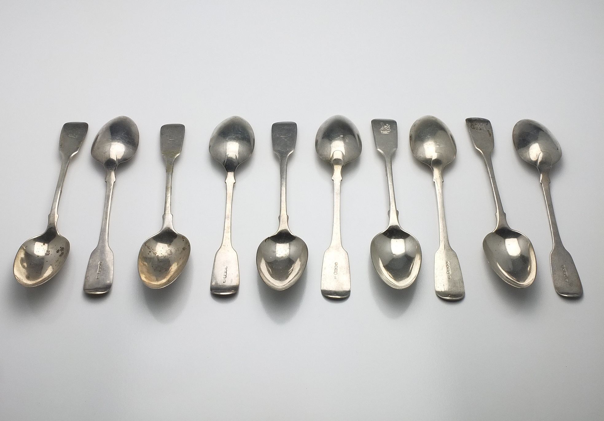 'Ten Victorian Crested Sterling Silver Table Spoons Edwin Henry Sweet Exeter 1839'