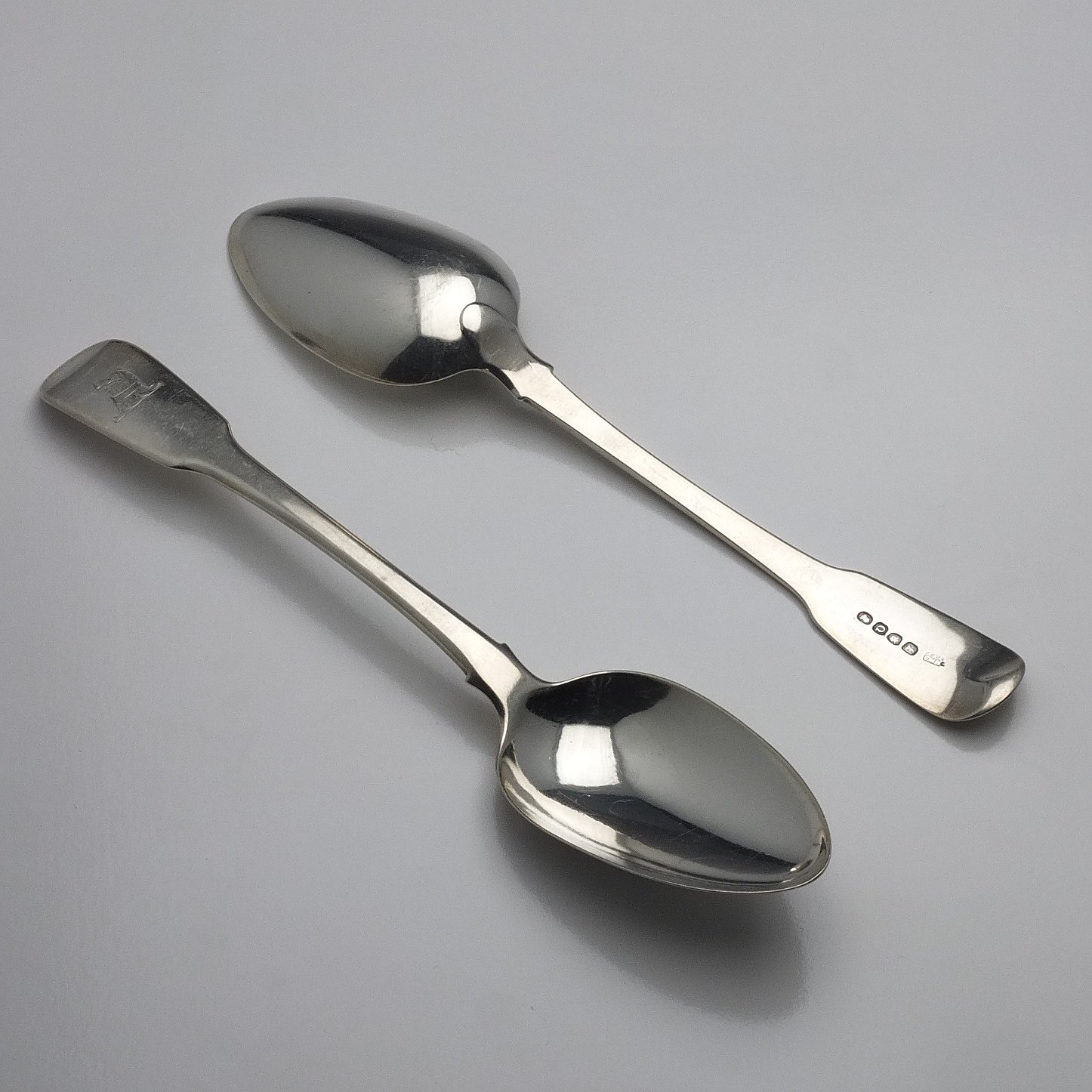 'Pair of George III Crested Sterling Silver Table Spoons William Eley, William Fearn & William Chawner London 1811'