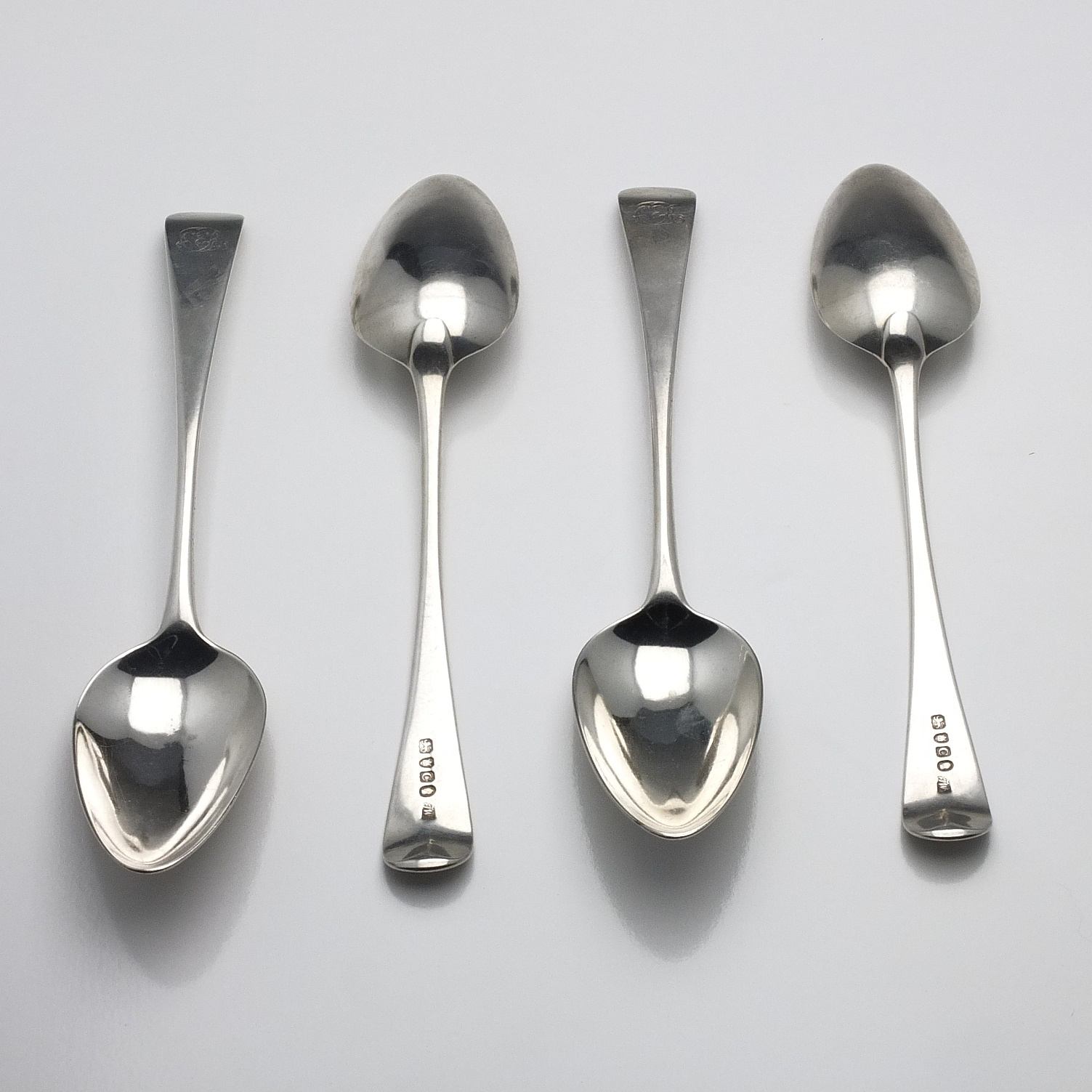 'Four George III Monogrammed Sterling Silver Table Spoons Thomas Wallis II London 1798'