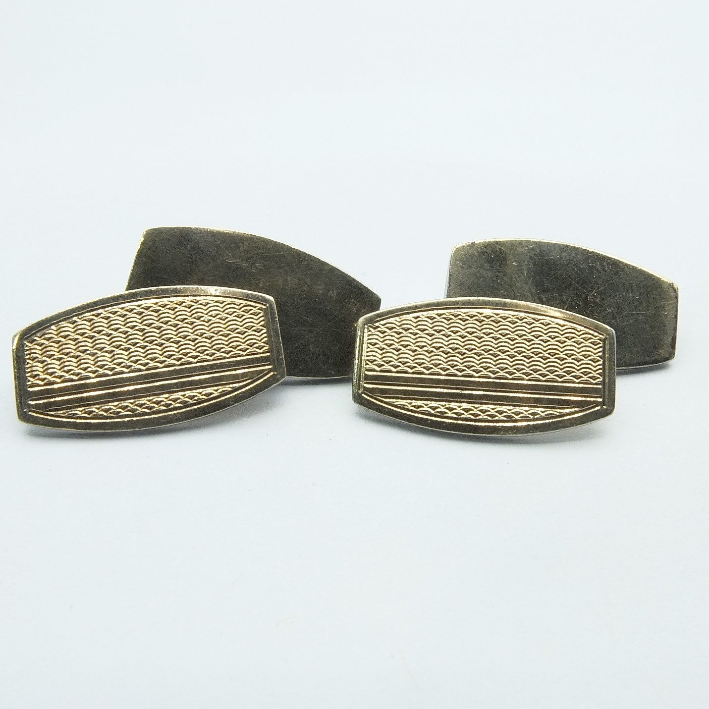 'Sterling Silver Double Cufflinks with Gold Sheet to Top'