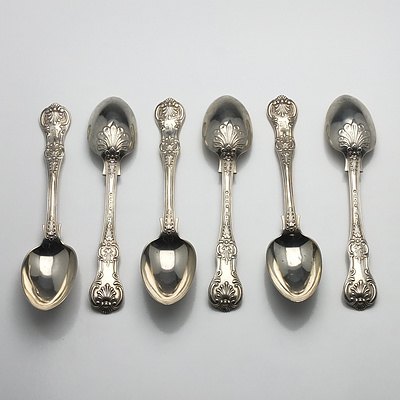 Six Victorian Monogrammed Sterling Silver Kings Pattern Spoons John Aldwinckle & Thomas Slater London 1888