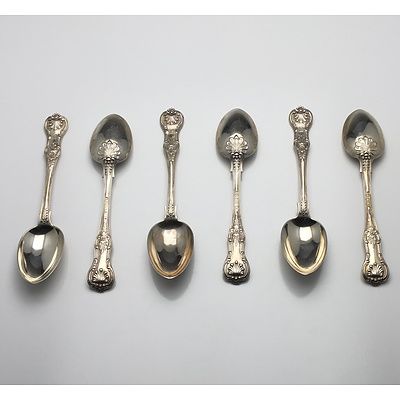 Six Victorian Monogrammed Sterling Silver Kings Pattern Table Spoons John Aldwinckle & Thomas Slater London 1888