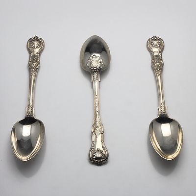 Three Victorian Monogrammed Sterling Silver Kings Pattern Table Spoons John Aldwinckle & Thomas Slater London 1888