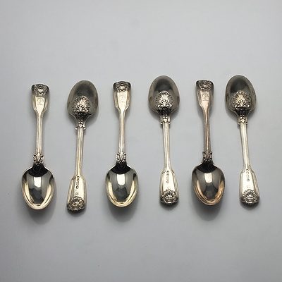 Six Victorian Crested Sterling Silver Teaspoons Mary Chawner & George W Adams London 1838