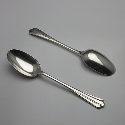Two Edwardian Sterling Silver Table Spoons Elkington & Co Ltd Birmingham 1909