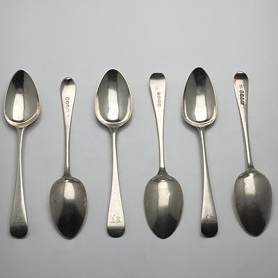 Six George III Crested Sterling Silver Spoons Including Two George Smith III & William Fearn London 1790
