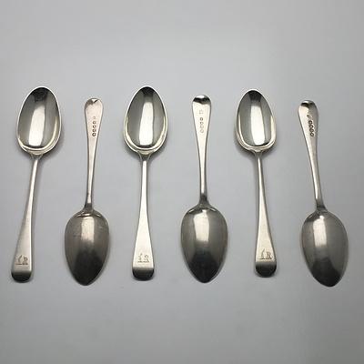 Six George III Crested Sterling Silver Spoons Including Two William Eley, William Fearn & William Chawner London 1814