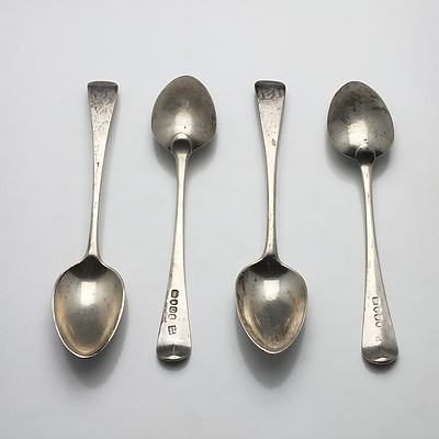 Four George III Crested Sterling Silver Spoons Duncan Urquhart & Naphtali Hart London 1799