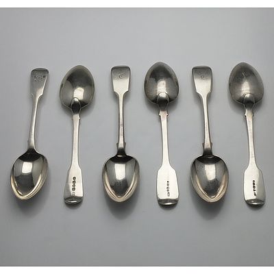 Six Victorian Crested Sterling Silver Teaspoons Jacob Wintle London 1843