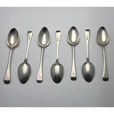 Seven Georgian Crested Sterling Silver Bright Cut Teaspoons, Including Four William Eley, William Fearn & William Chawner London 1812 
