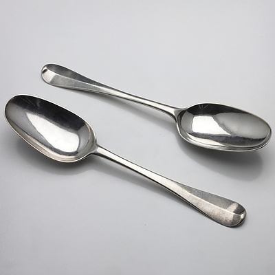 Two George I Crested Sterling Silver Table Spoons Newcastle 1717
