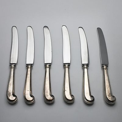 Six Sterling Silver Handled Entree Knives, Including C J Vander Ltd Sheffield 1972 