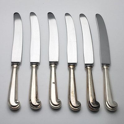Six Sterling Silver Handled Mains Knives C J Vander Ltd Sheffield