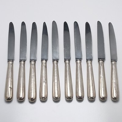 Ten Georgian Sterling Silver Handled Entree Knives