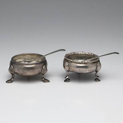 Two Sterling Silver Open Salts, Including London 1766