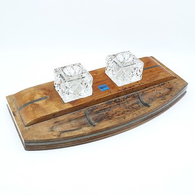 Carved Desk Set From Wood From HMAS Sydney