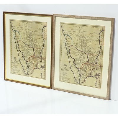 Eight Framed and Mounted Colour Maps of Nouvelle Carte