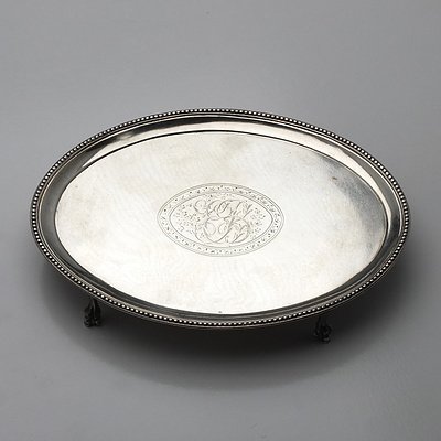 George III Sterling Silver Bright Cut and Engraved Trivet London 1786