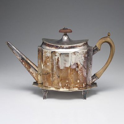 George III Sterling Silver Teapot and Trivet Thomas Hobbs London 1793