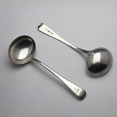 Pair of George IV Crested Sterling Silver Bright Cut Ladles Thomas Dicks London 1822