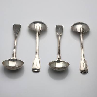 Four George III Crested Sterling Silver Ladles William Eley & William Fearn London 1818