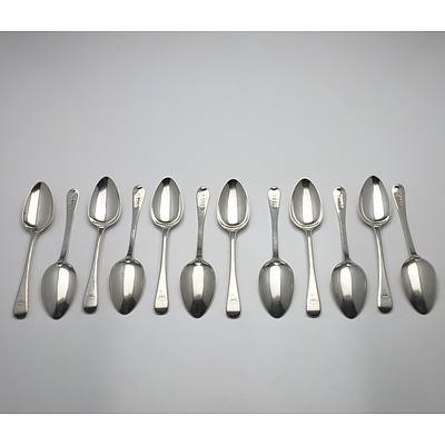 Twelve Crested Sterling Silver Bright Cut Spoons William Eley & William Fearn London 1803