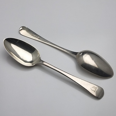 Pair of George III Crested Sterling Silver Table Spoons William Eley & William Fearn London 1816