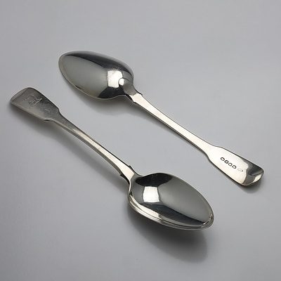 Pair of George III Crested Sterling Silver Table Spoons William Eley, William Fearn & William Chawner London 1811