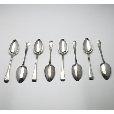Eight George III Crested Sterling Silver Table Spoons George Smith (III) & William Fearn London 1794