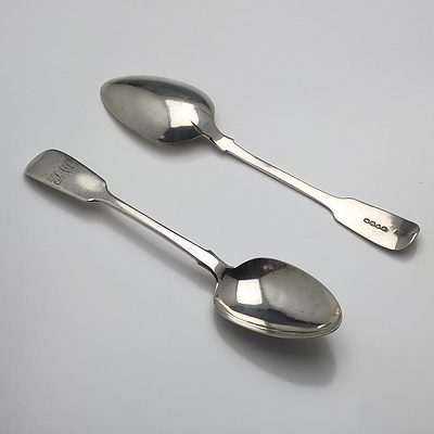 Two Victorian Monogrammed Sterling Silver Table Spoons David Phillips London 1838 and 1839