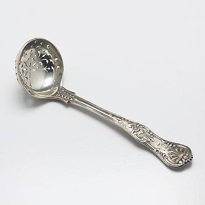 Victorian Crested Sterling Silver Kings Pattern Sifting Spoon John Aldwinckle & Thomas Slater London 1888
