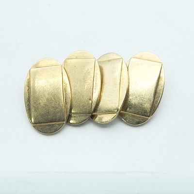 9ct Yellow Gold Oval Double Cufflinks