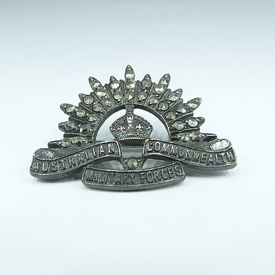 Sterling Silver and Marcasite Australian Commonwealth Military Forces Badge
