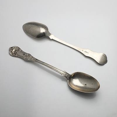 Pair of Large Georgian Sterling Silver Kings Pattern Serving Spoons Peter Aitken I Glasgow 1837