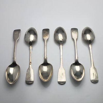 Six Victorian Crested Sterling Silver Table Spoons Edwin Henry Sweet London 1839