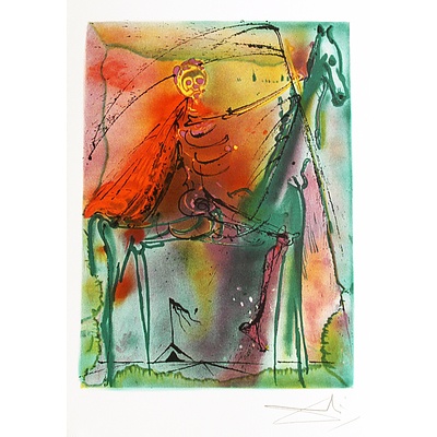 SALVADOR DALI “The Dark Horse”, 1983 Colour Lithograph - RRP $4,400