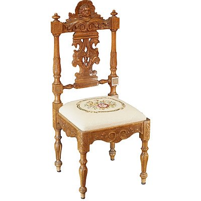Renaissance Revival Walnut Chair Early 20th Century