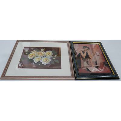 Two Betty Paterson (1894-1970) Pastels, Offset Print and a Frame 