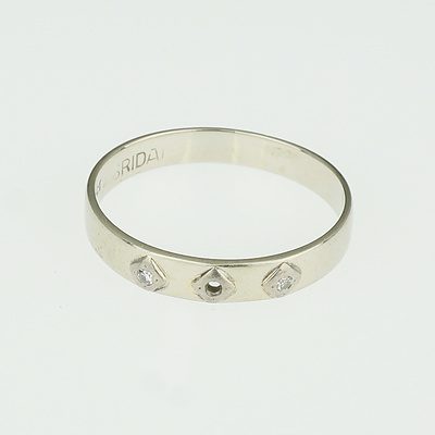 18ct White Gold Wedding Ring With Two Small Diamonds