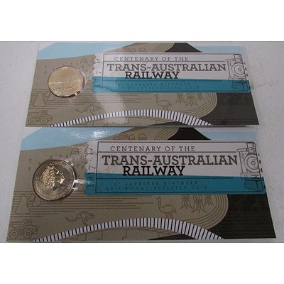 Royal Australian Mint Centenary of the Trans-Australian Railway Uncirculated $1 Coin - Lot of 2