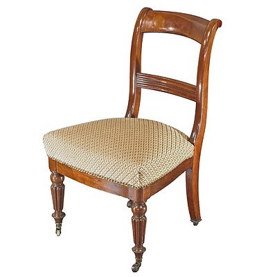 French Mahogany Bar Back Side Chair with Fluted Legs Late 19th Century