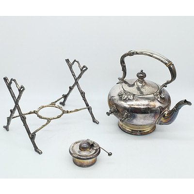 Vintage Silver Plate Spirit Kettle with Stand