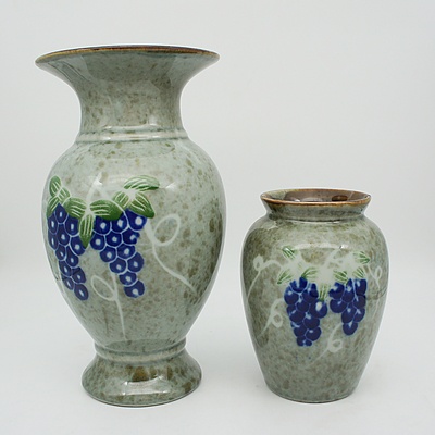 Matching Pair of Maxwell & Williams Grape Decor Vases